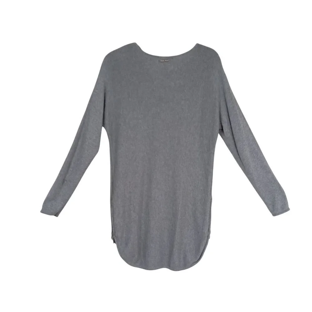 Michael Kors Sweater Womens Gray Long Sleeve Knit With Side Zipper Accents